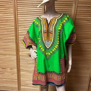 Women’s OS kimono 100% cotton pockets cruise beach pool tribal design